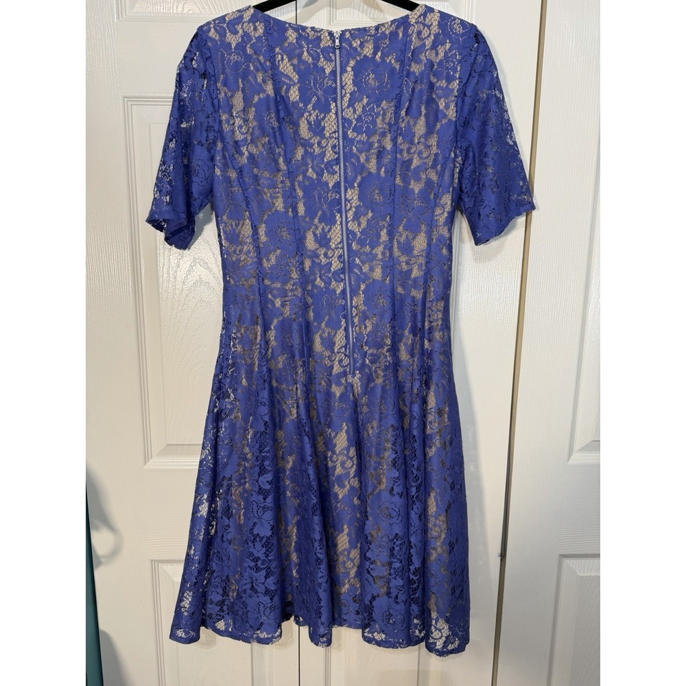 Melonie Women's Lace Dress Purple Short Sleeve Size 10 - Picture 2 of 4